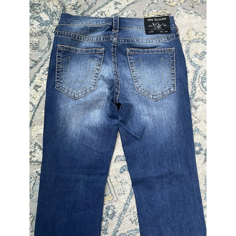 True Religion Geno Relaxed Slim Jeans Mens 32 Medium Wash Stretch Straight